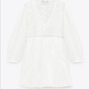 NWT - ZARA OPENWORK EMBROIDERED DRESS
